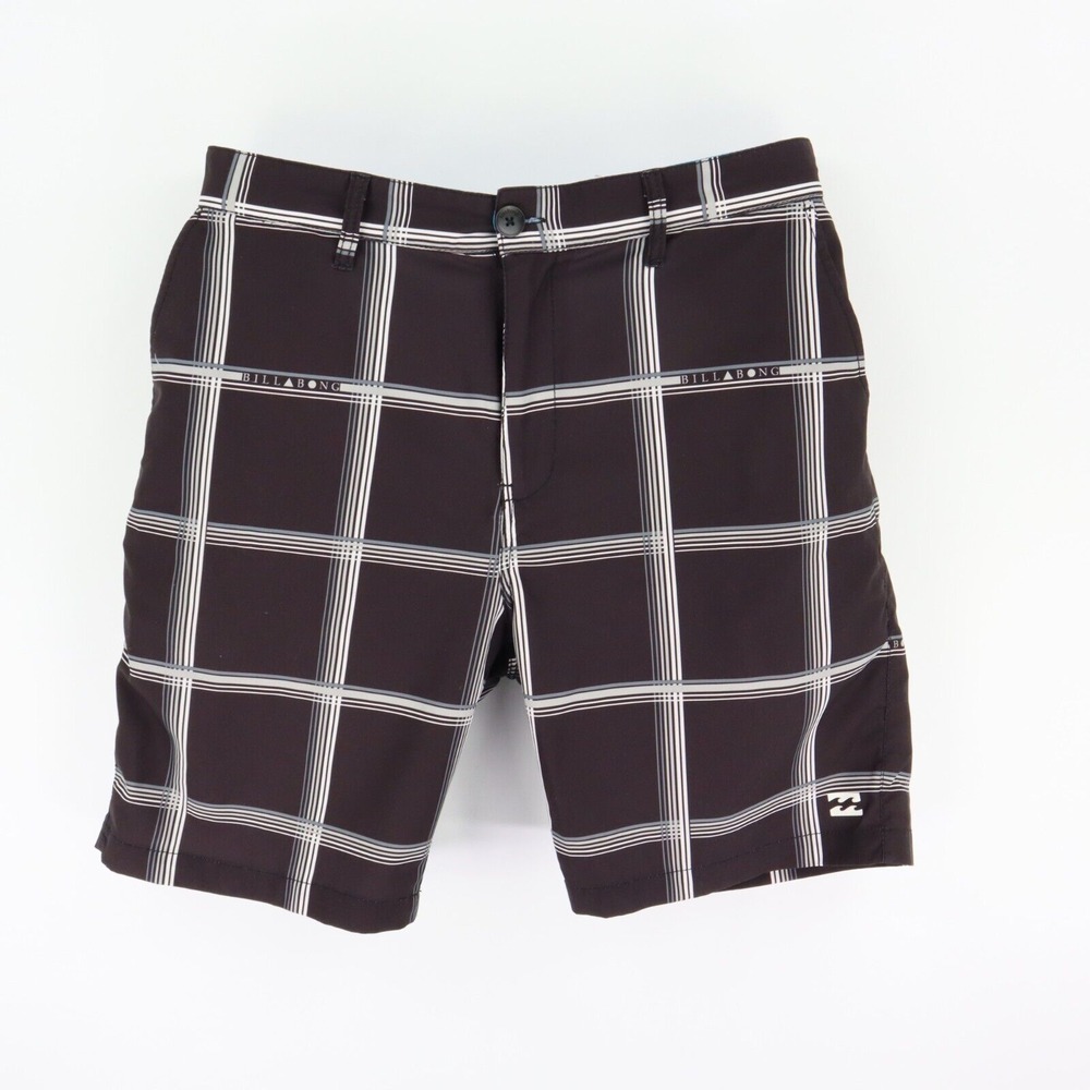 Billabong Board Shorts Mens‎ Size 36 Very Dark Brown Plaid Polyester Pockets